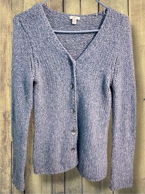 🌺J. Jill Lavender-Blue Knit Button-Front Cardigan